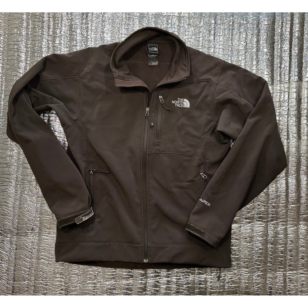The North Face Apex Softshell Jacket Mens Small Brown Full Zip Fleece Lined